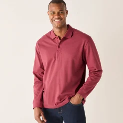 Effen polo in piquétricot met lange mouwen