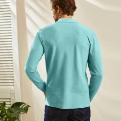Effen polo in piquétricot met lange mouwen