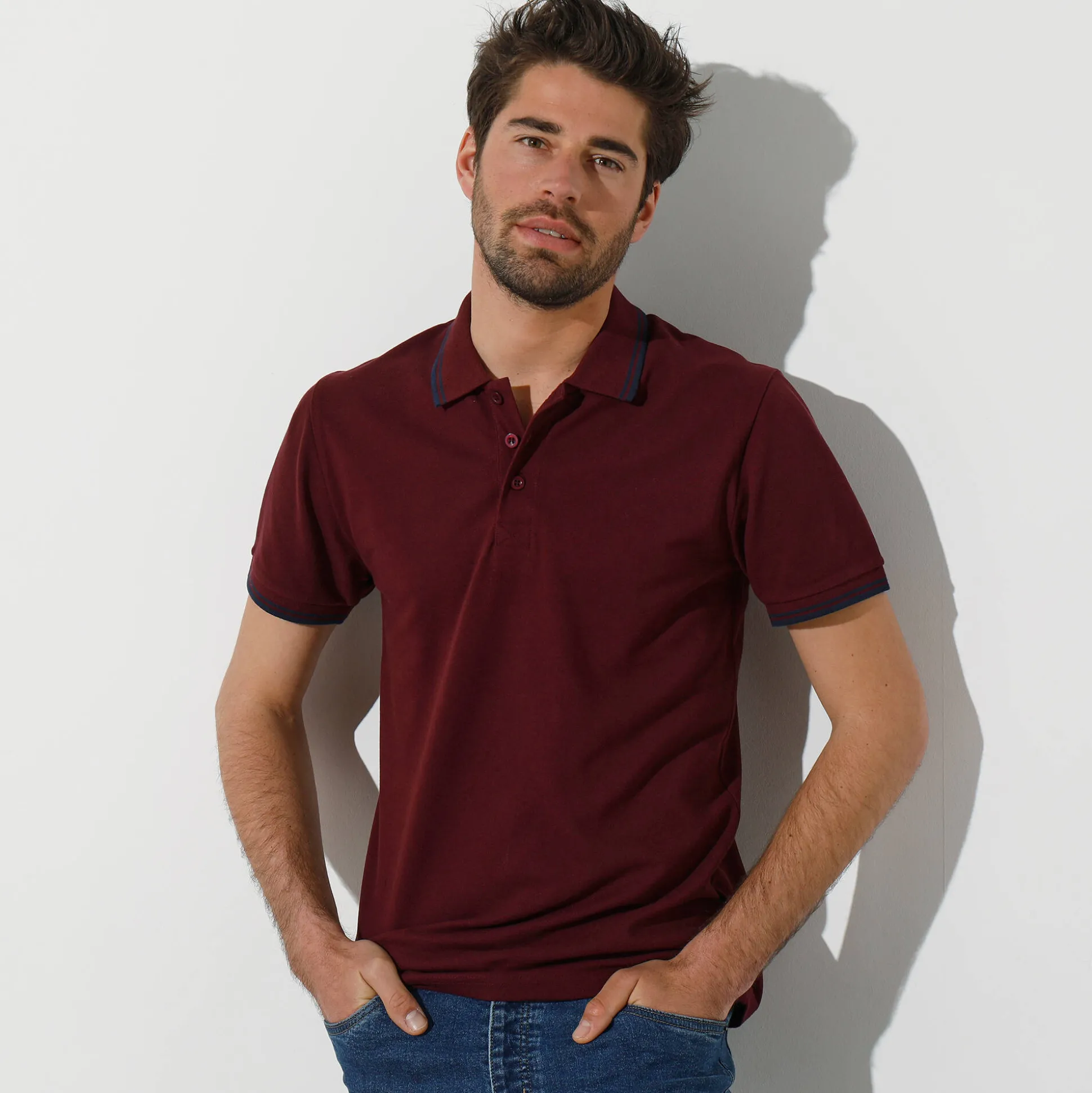 Effen polo in piquétricot met korte mouwen