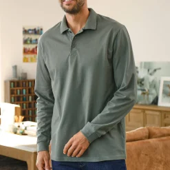 Effen polo in piquétricot met lange mouwen