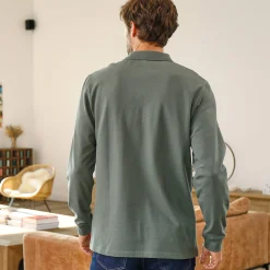 Effen polo in piquétricot met lange mouwen