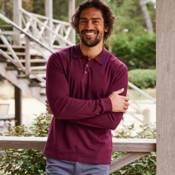 Effen polo in piquétricot met lange mouwen