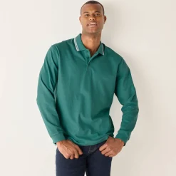 Effen polo in piquétricot met lange mouwen