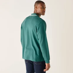 Effen polo in piquétricot met lange mouwen