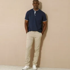 Effen polo in piquétricot, met maokraagje en korte mouwen