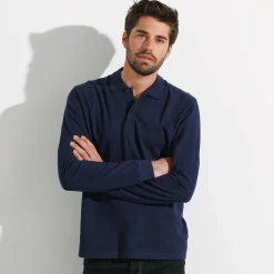 Effen polo in piquétricot met lange mouwen