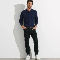 Effen polo in piquétricot met lange mouwen