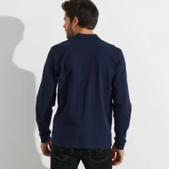 Effen polo in piquétricot met lange mouwen