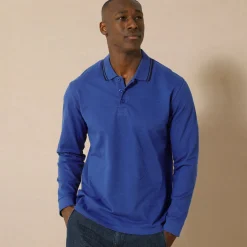 Effen polo in piquétricot met lange mouwen