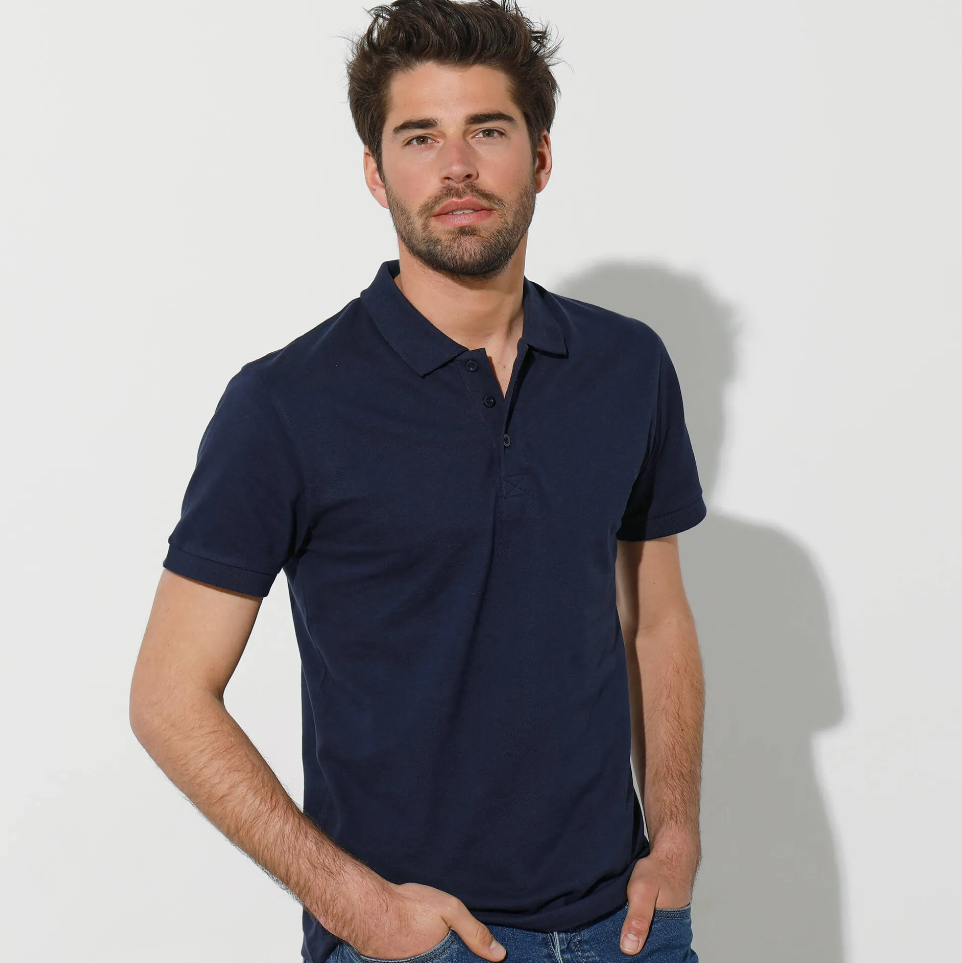 Effen polo in piquétricot met korte mouwen