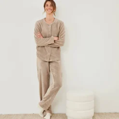 Effen pyjama in fleece