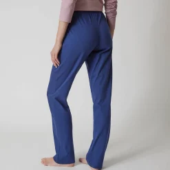 Effen pyjamabroek in katoen met lintje met bloemenprint