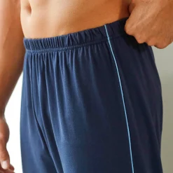 Effen pyjamabroek met contrasterende piping, katoen