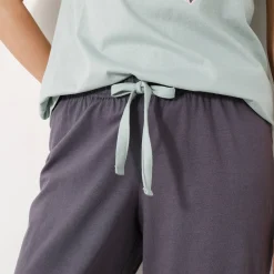 Effen 3/4-pyjamabroek met geplaatste print 