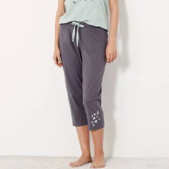 Effen 3/4-pyjamabroek met geplaatste print 