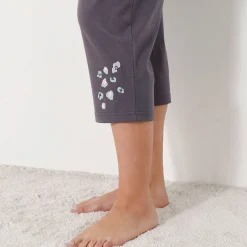 Effen 3/4-pyjamabroek met geplaatste print 