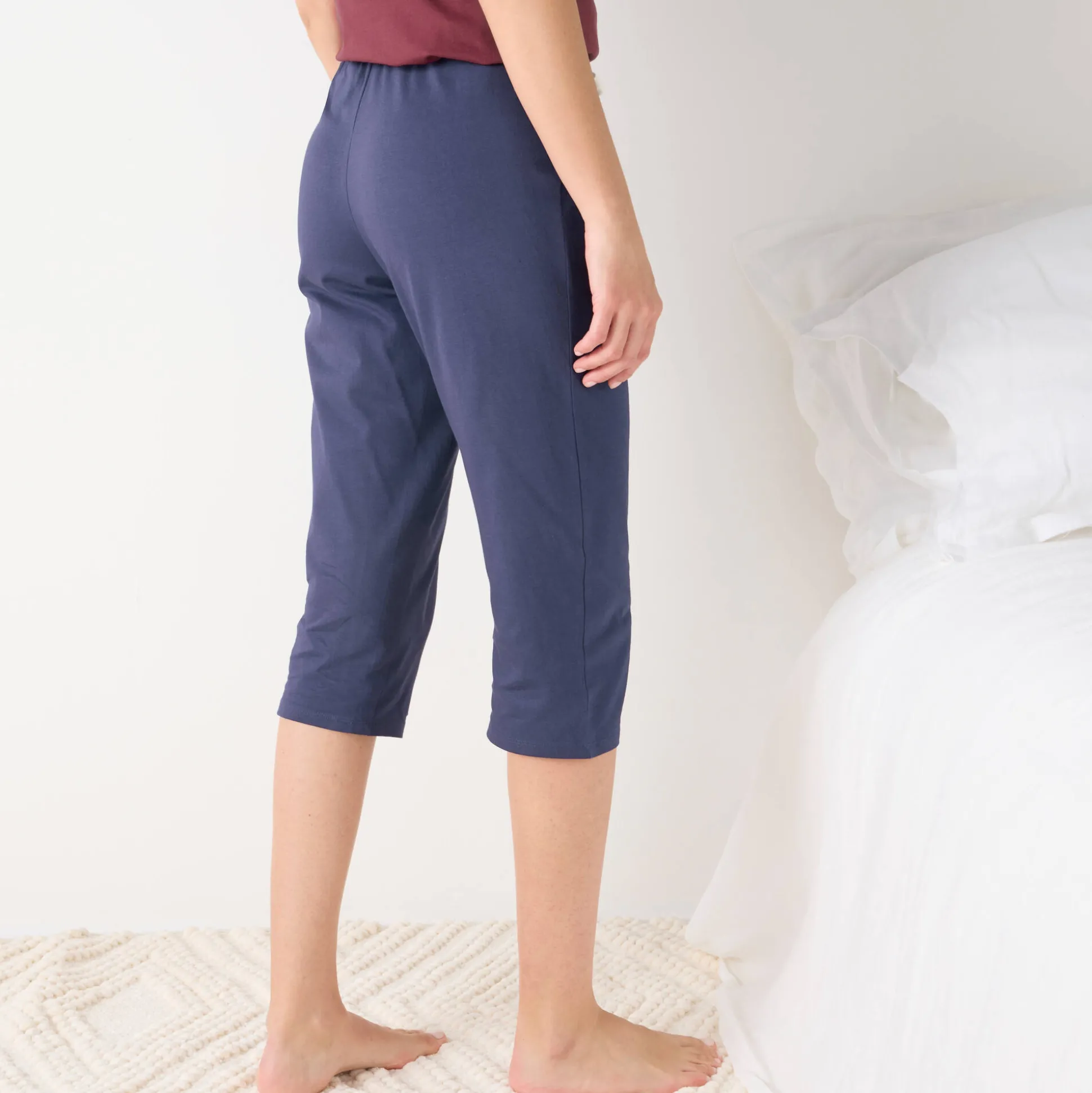 Effen 3/4-pyjamabroek met geplaatste print "Beautiful"