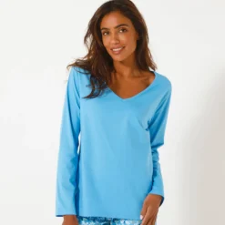 Effen pyjamashirt met lange mouwen