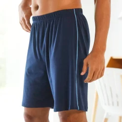 Effen pyjamashort met contrasterende piping, katoen