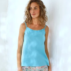 Effen pyjamatopje met Ikatprint
