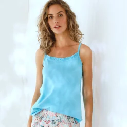 Effen pyjamatopje met Ikatprint