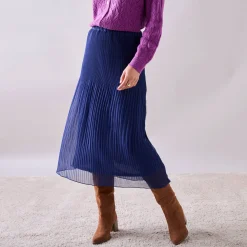 Effen rok in plissévoile, gerecycleerd polyester(**) - grote lengte