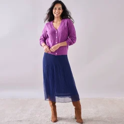 Effen rok in plissévoile, gerecycleerd polyester(**) - grote lengte