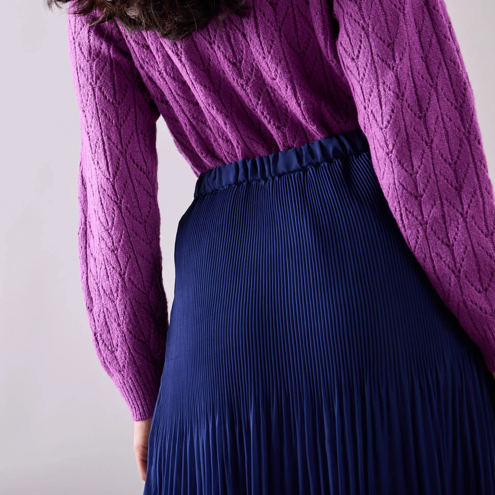Effen rok in plissévoile, gerecycleerd polyester(**) - grote lengte