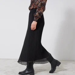 Effen rok in plissévoile, gerecycleerd polyester(**) - grote lengte