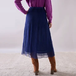Effen rok in plissévoile, gerecycleerd polyester(1) - kleine lengte