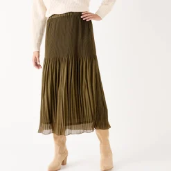 Effen rok in plissévoile, gerecycleerd polyester(**) - grote lengte