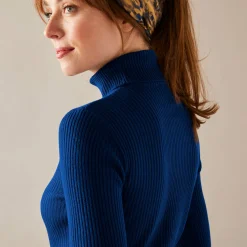 Effen rolkraagtrui in ribbeltricot<br>