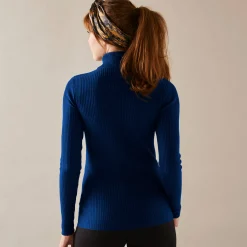 Effen rolkraagtrui in ribbeltricot<br>