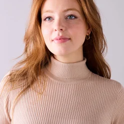 Effen rolkraagtrui in ribbeltricot<br>