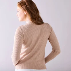 Effen rolkraagtrui in ribbeltricot<br>