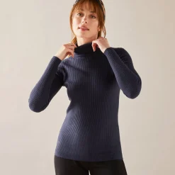 Effen rolkraagtrui in ribbeltricot<br>