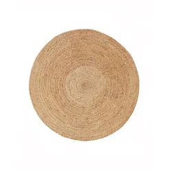 Effen rond tapijtje in gevlochten jute