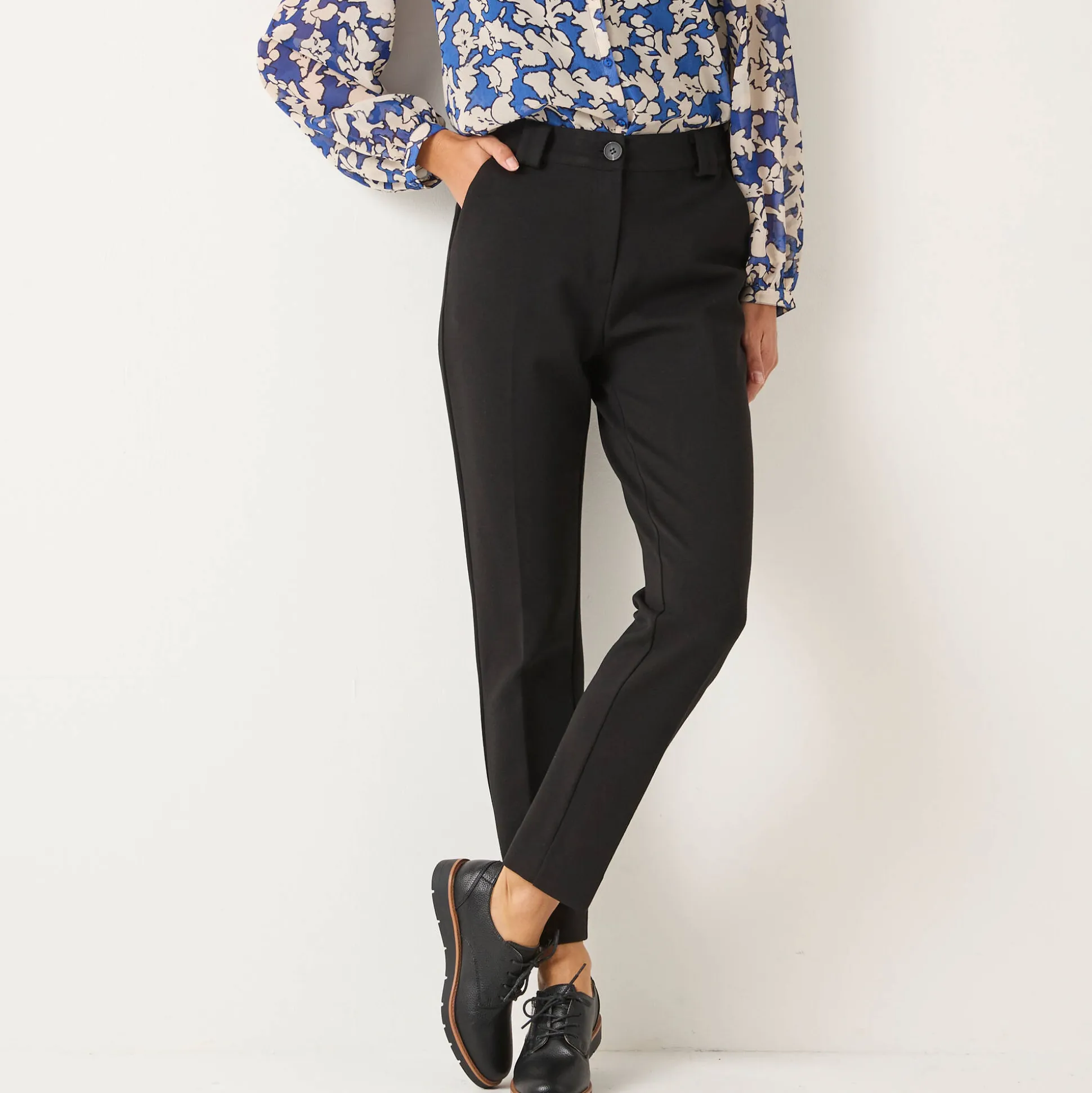 Effen slimbroek, milanotricot