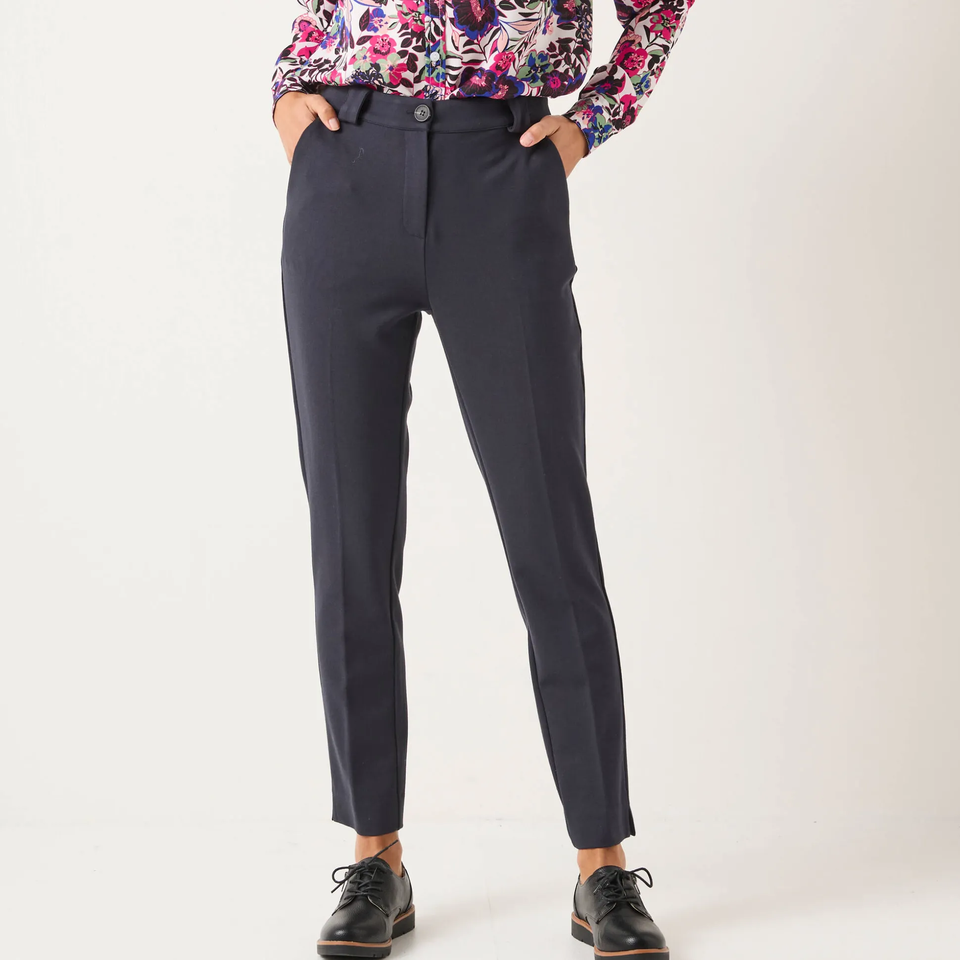 Effen slimbroek, milanotricot