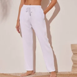 Effen soepele broek in crepon