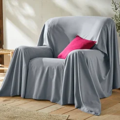 Effen sprei in zeildoekstof