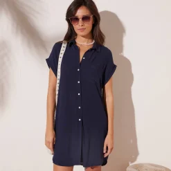 Effen strandjurk, crepon