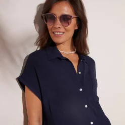 Effen strandjurk, crepon