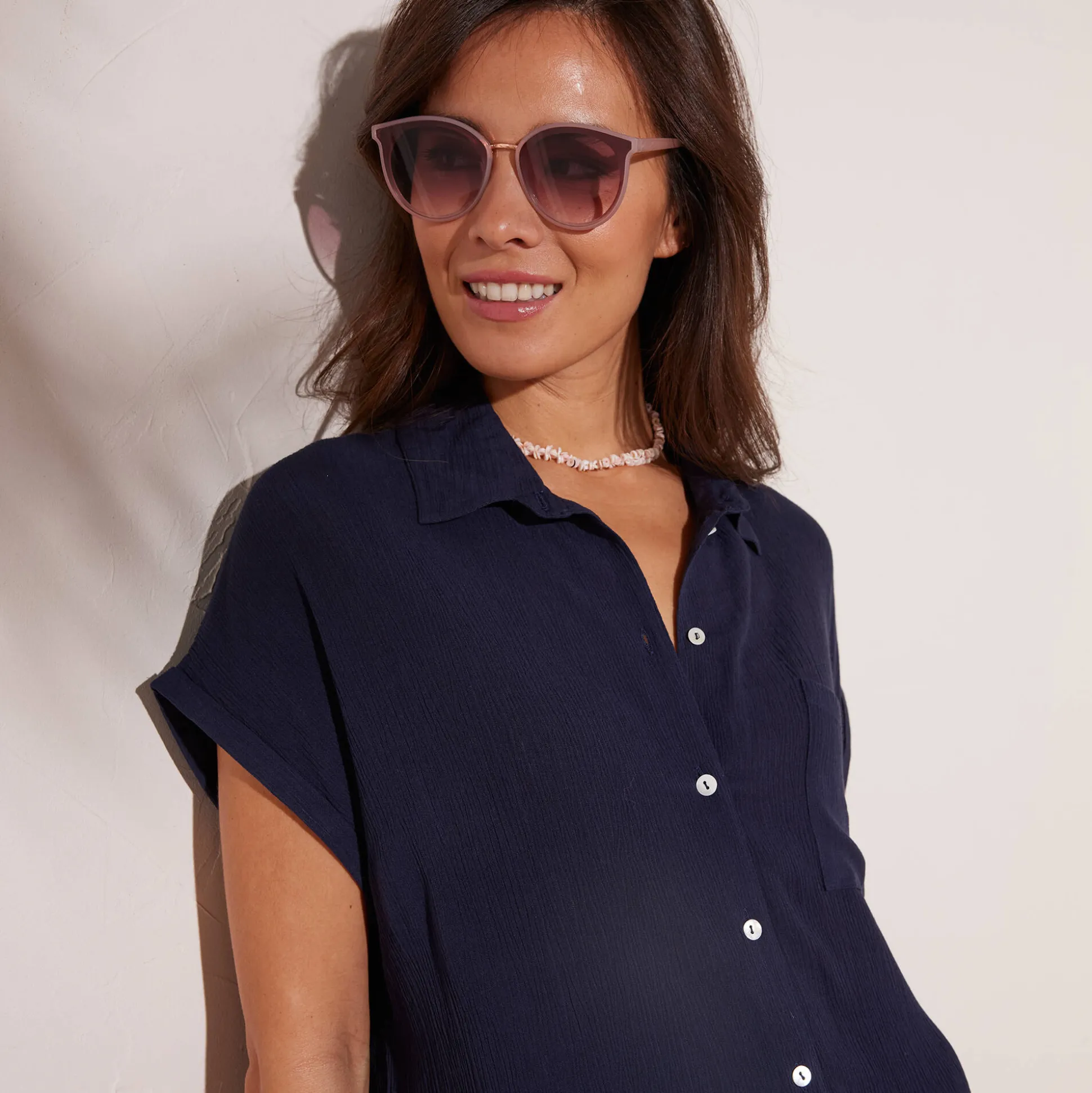 Effen strandjurk, crepon