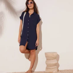 Effen strandjurk, crepon