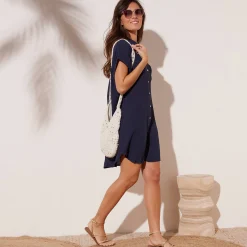 Effen strandjurk, crepon