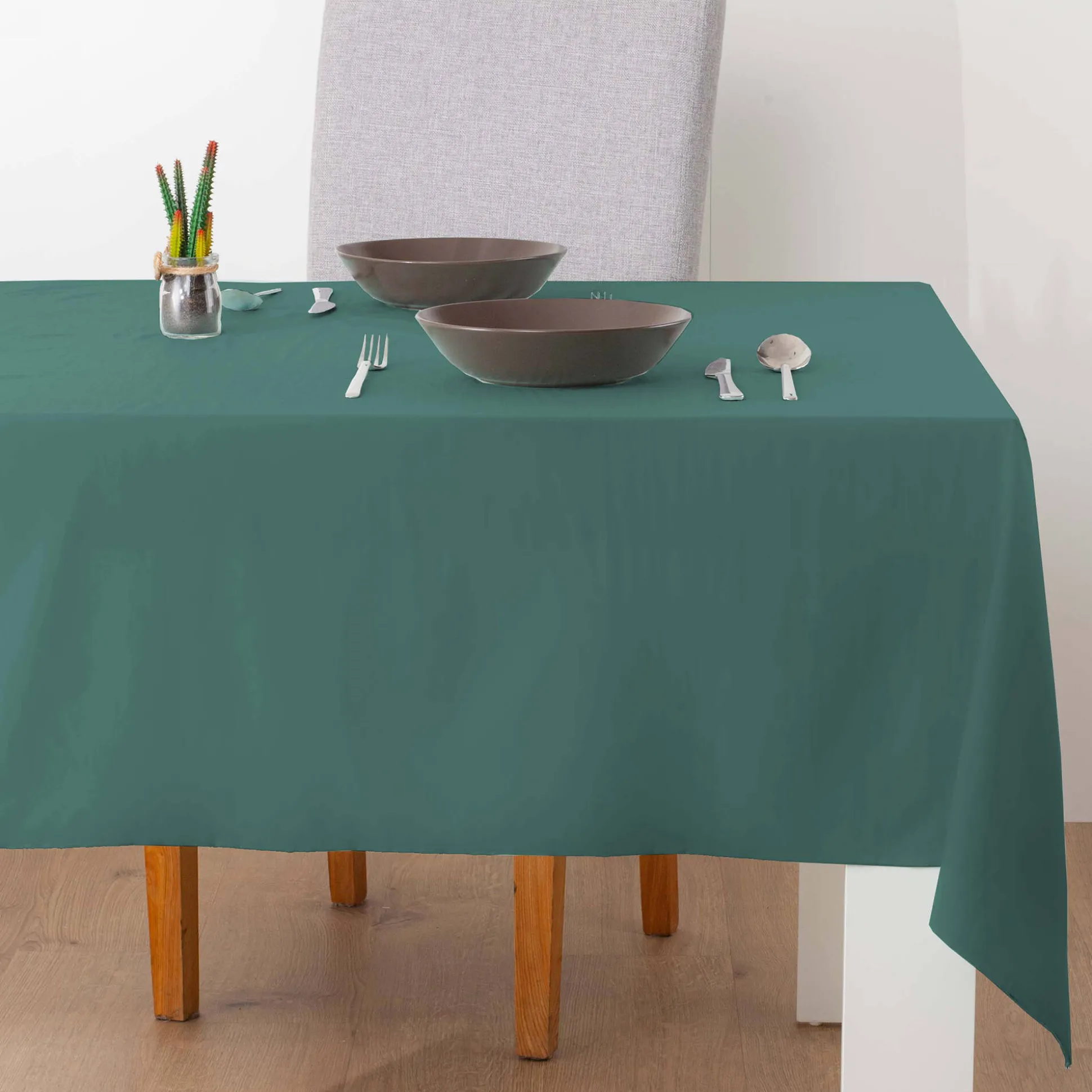 Effen tafellaken met peau-de-pêche touch