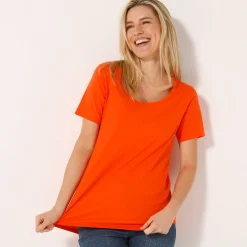 Effen T-shirt in biokatoen met ronde hals, eco-verantwoord