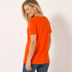 Effen T-shirt in biokatoen met ronde hals, eco-verantwoord