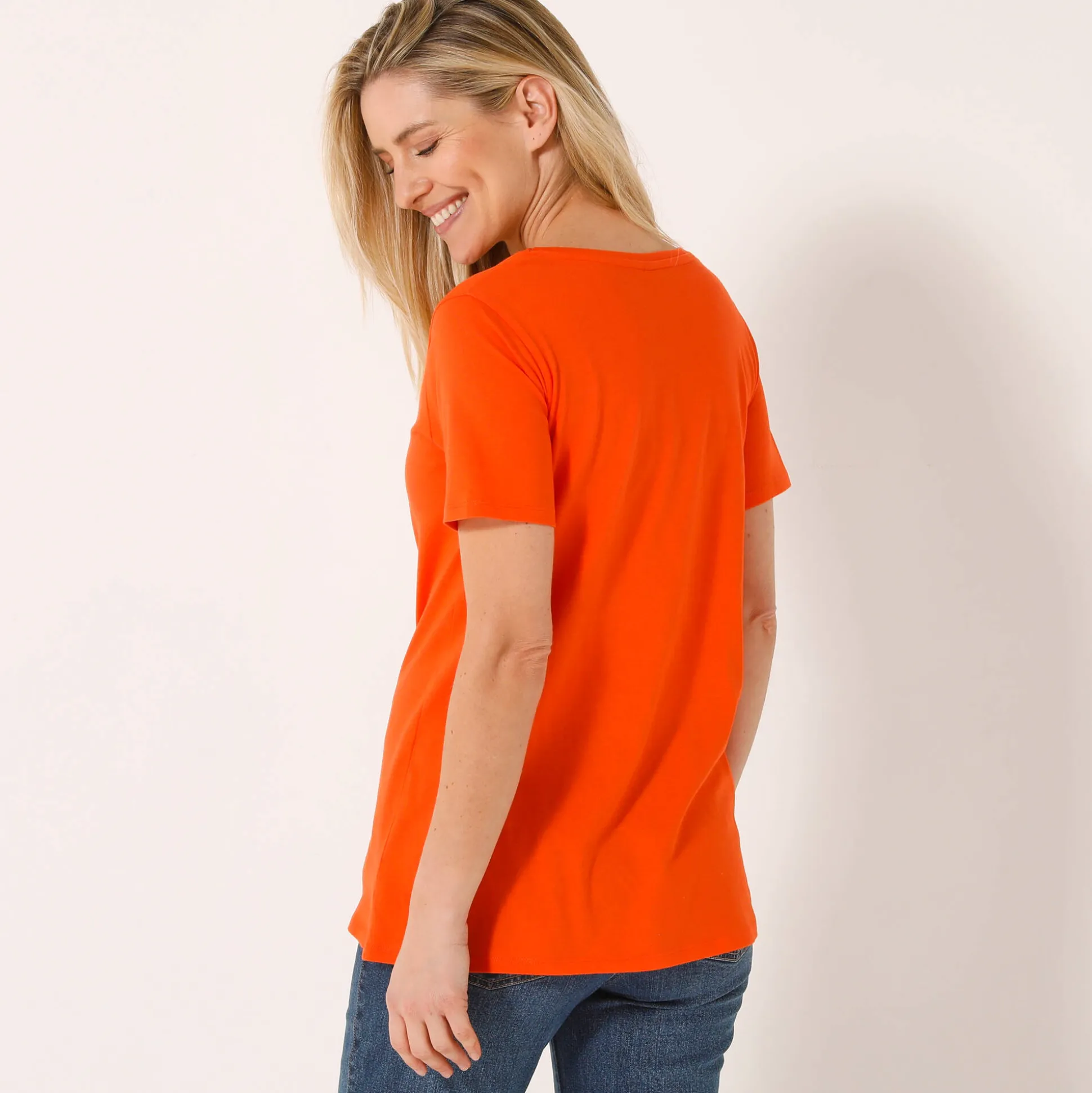 Effen T-shirt in biokatoen met ronde hals, eco-verantwoord